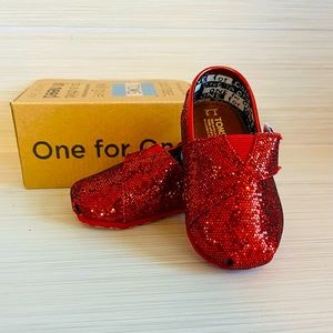 TOMS Red Glitter Toddler Shoes Size 3